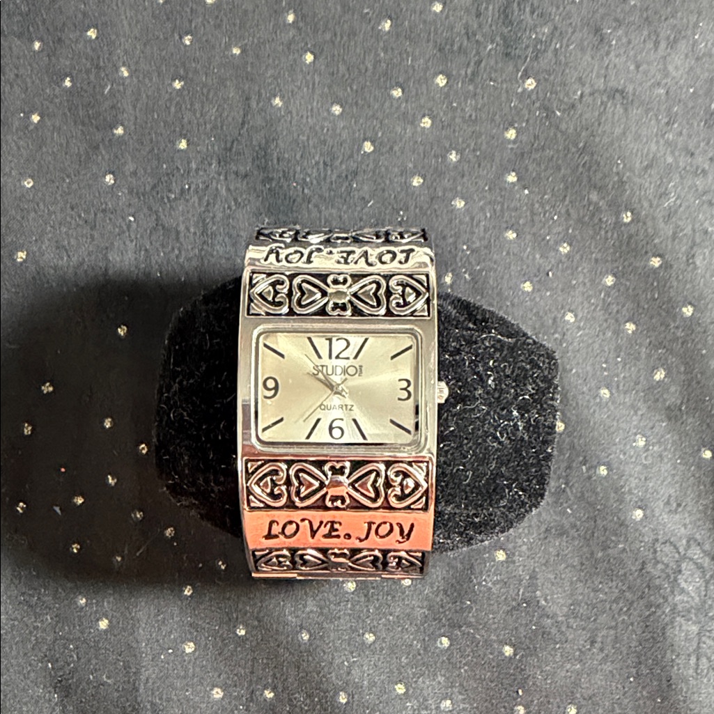 Studio Silver And Black Watch With Love Joy Design
